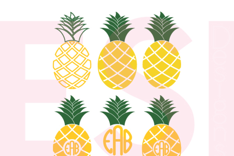 Pineapple Designs And Monograms Svg Dxf Eps Cutting Files By Esi Designs Thehungryjpeg Com