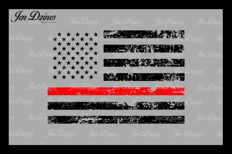 Red Line Distressed Flag SVG DXF EPS By Jen Dzines | TheHungryJPEG.com