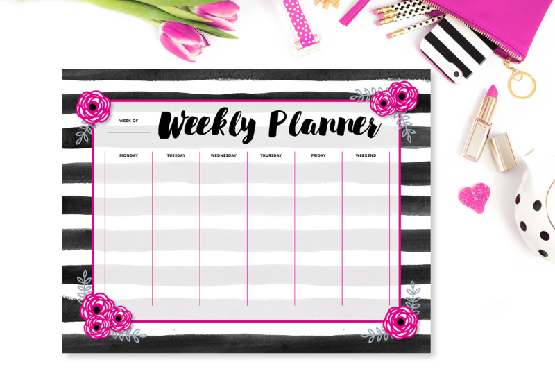 Download Free Pink & Black Weekly Planner Crafter File