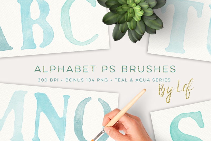 Photoshop Brushes Painted Alphabet. PS Brush set handpainted watercolor ...