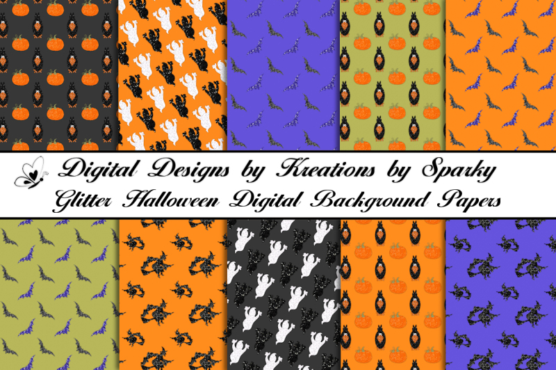 Download Free Glitter Halloween Pattern Digital Background Papers Crafter File