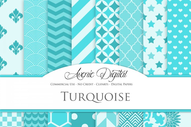 Download Turquoise Digital Paper By AvenieDigital | TheHungryJPEG.com