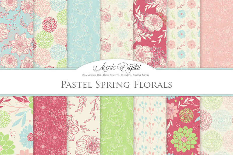 Spring Flowers Vector Patterns and Floral Digital Paper By ...