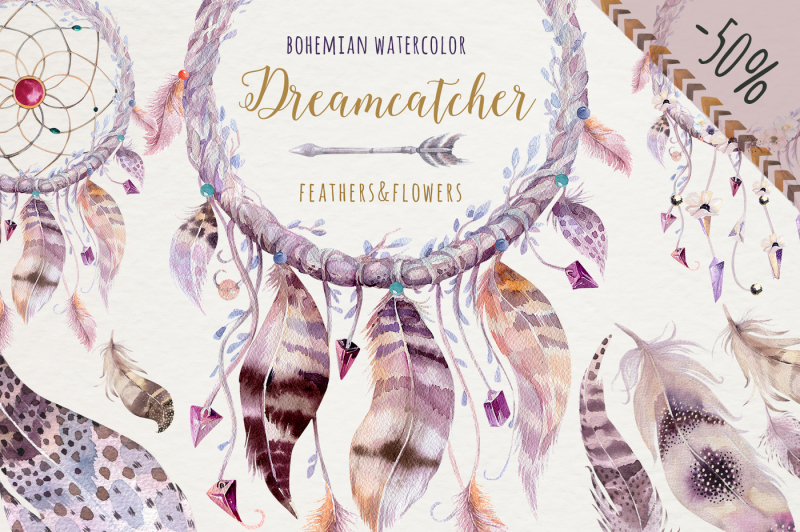 Watercolor dreamcathers II. Bohemian style By Peace_Shop | TheHungryJPEG