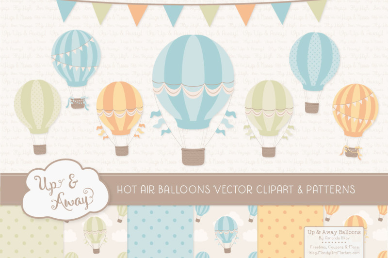 Vintage Boy Hot Air Balloons & Patterns By Amanda Ilkov | TheHungryJPEG