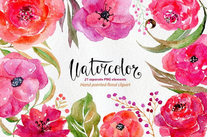 Watercolor flowers clipart 21 PNG By WatercolorFlowers | TheHungryJPEG