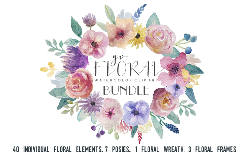 Download Go Floral Clipart Set Watercolor Hand Painted Graphics By The Little Cloud Thehungryjpeg Com