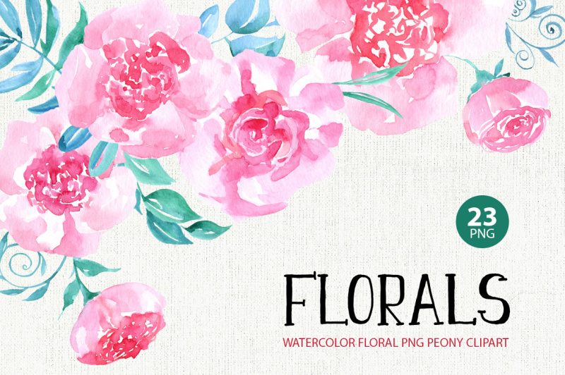 Watercolor pink flowers 23 png clipart By WatercolorFlowers | TheHungryJPEG