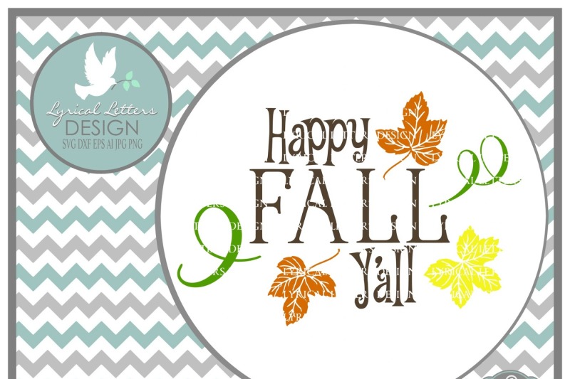 Download Free Happy Fall Y'All With Leaves Svg Dxf Eps Ai Jpg Png Crafter File