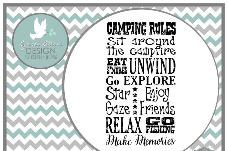 Download Camping Rules Subway Art LL054 D SVG DXF EPS AI JPG PNG By ...