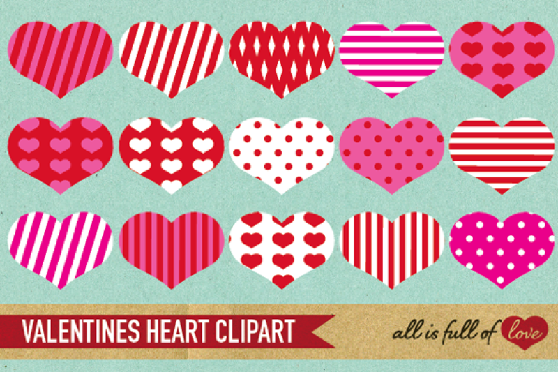 Red Pink Valentines heart Clip art By All is full of love | TheHungryJPEG