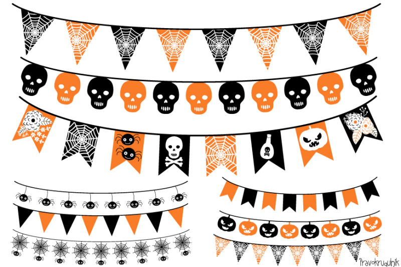 Halloween Banner Halloween Bunting Garland Clipart Design Download Svg Files Annimal