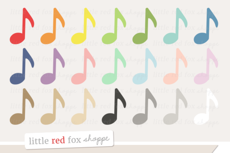 Music Note Clipart By Little Red Fox Shoppe | TheHungryJPEG