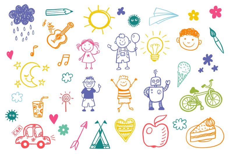 Children's drawing vector set By Teploleta | TheHungryJPEG