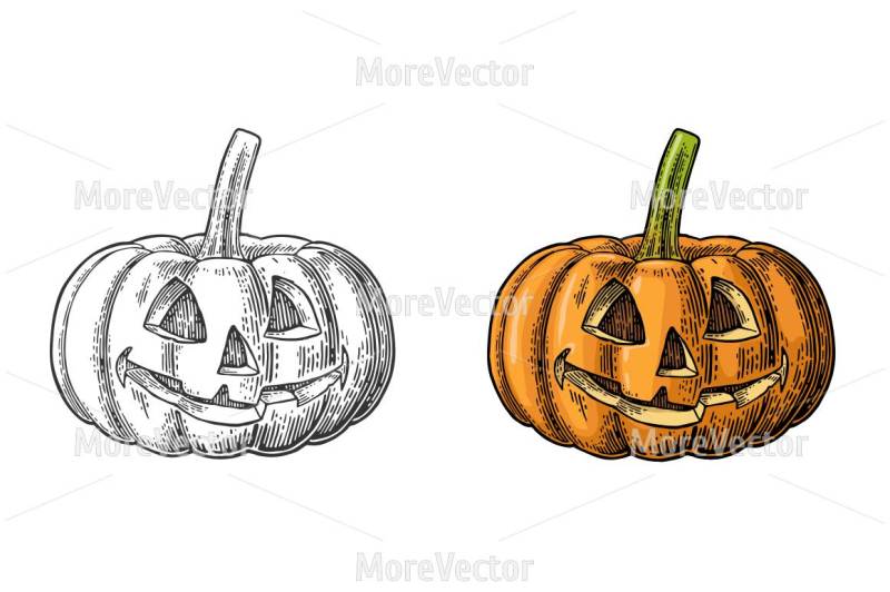 Halloween Pumpkin With Scary Face By Morevector Thehungryjpeg Com