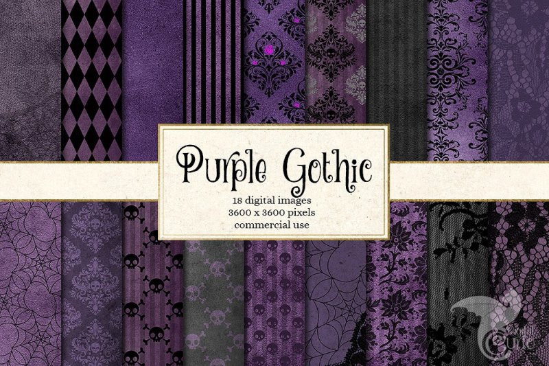 Purple Gothic Digital Paper By Digital Curio | TheHungryJPEG