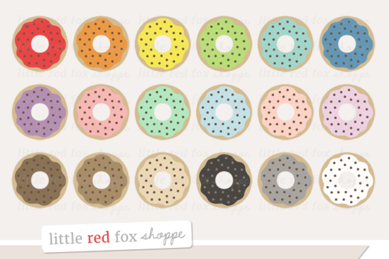 Sprinkle Donut Clipart By Little Red Fox Shoppe | TheHungryJPEG