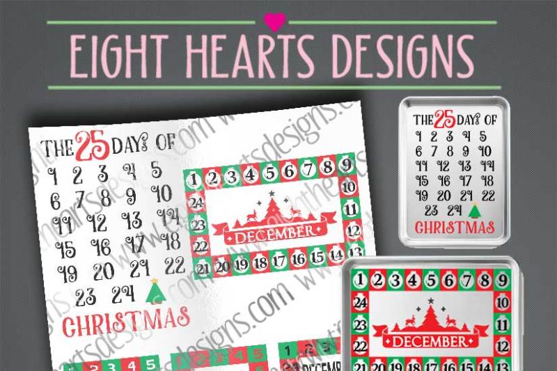 Christmas Advent Calendars Svg Png Dxf Eps By Eight Hearts Designs Thehungryjpeg Com
