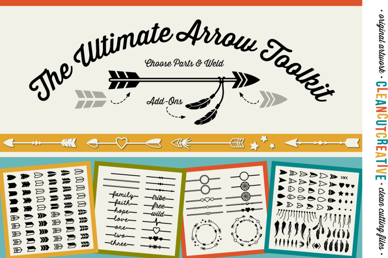 Free The Ultimate Arrow Toolkit Diy Arrows Boho Feathers Dreamcatcher Monogram Frame Svg Dxf Eps Cricut Silhouette Clean Cutting Files Crafter File Free Commercial Use