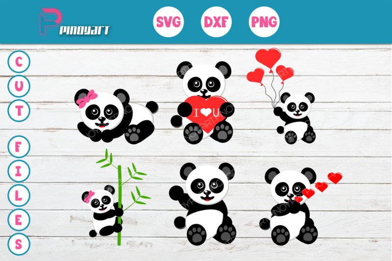 cartoon Panda SVG Panda Clipart cricut silhouette cut files commercial use
