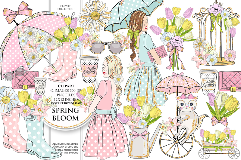 SPRING BLOOM clipart By MASHA STUDIO | TheHungryJPEG