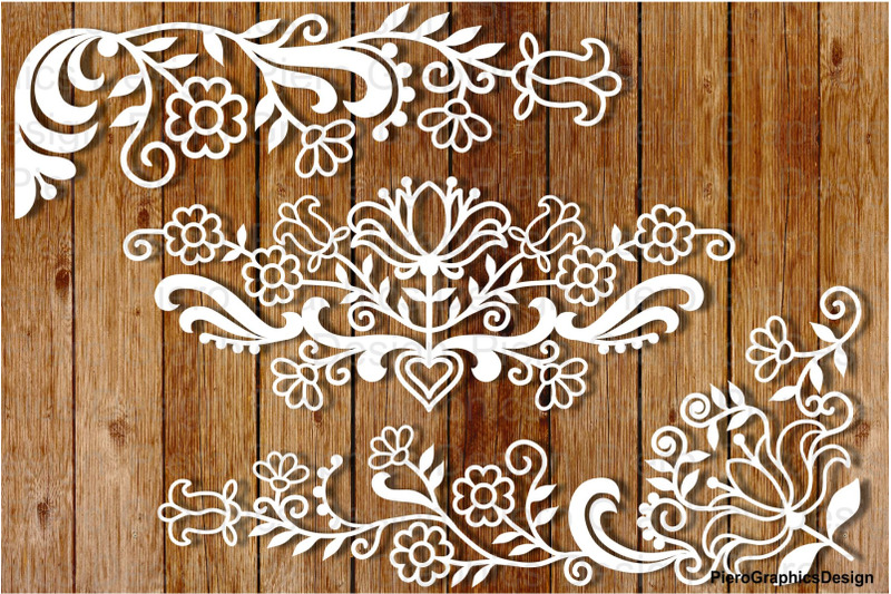 Friezes floral SVG files for Silhouette Cameo and Cricut. By ...