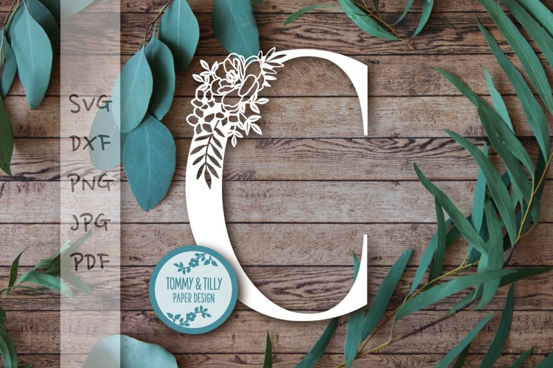 Free C Floral Letter SVG PDF PNG DXF JPG Crafter File - 3D ...