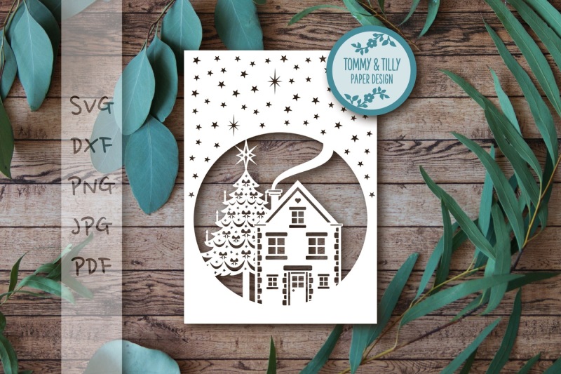 Night Christmas Scene - SVG DXF PNG PDF JPG By Tommy and Tilly Design ...