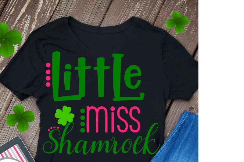 Little Miss Shamrock St Patricks Day Svg St Pattys Day Svg Shamrock By Too Cute Svg S Thehungryjpeg Com