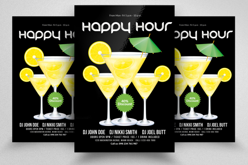 Happy Hour Flyer Template By Designhub | TheHungryJPEG