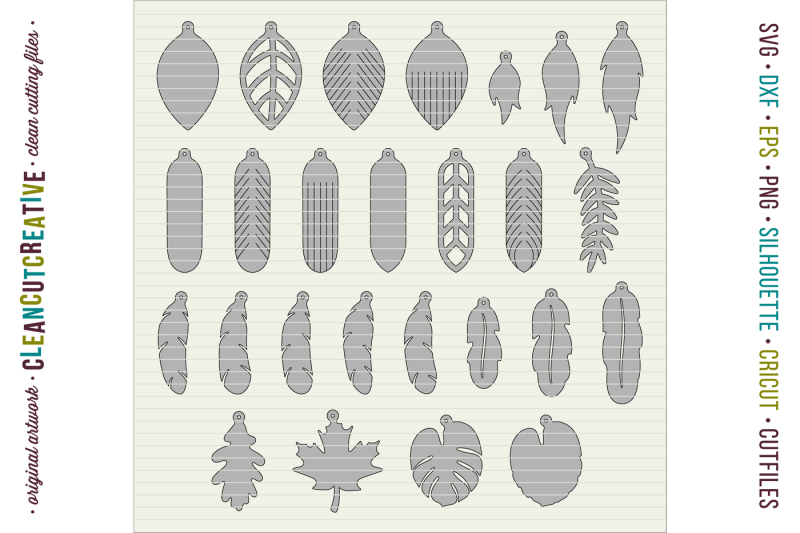 Download Set of 26 Faux Leather Earrings - SVG DXF EPS - Cricut and ...