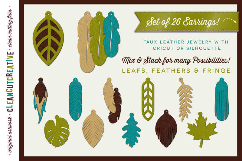 Download Set of 26 Faux Leather Earrings - SVG DXF EPS - Cricut and ...