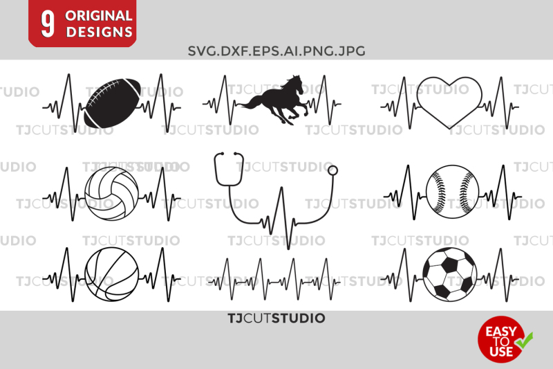 Download Free Free Heartbeat Svg Baseball Basketball Horse Soccer Nurse Crafter File SVG Cut Files