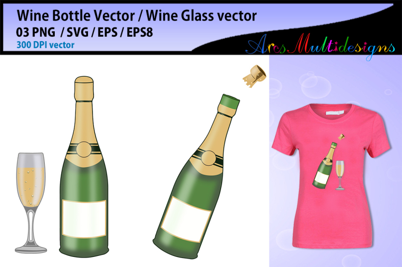 Wine Bottle Svg Vector Wine Glass Svg Vector Cut File Champagne By Arcsmultidesignsshop Thehungryjpeg Com