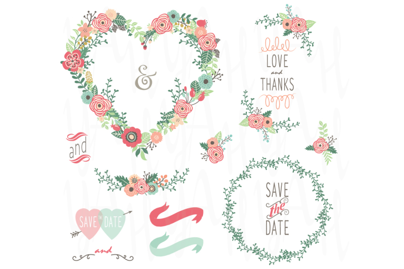 Floral Wedding Heart Shape By YenzArtHaut | TheHungryJPEG