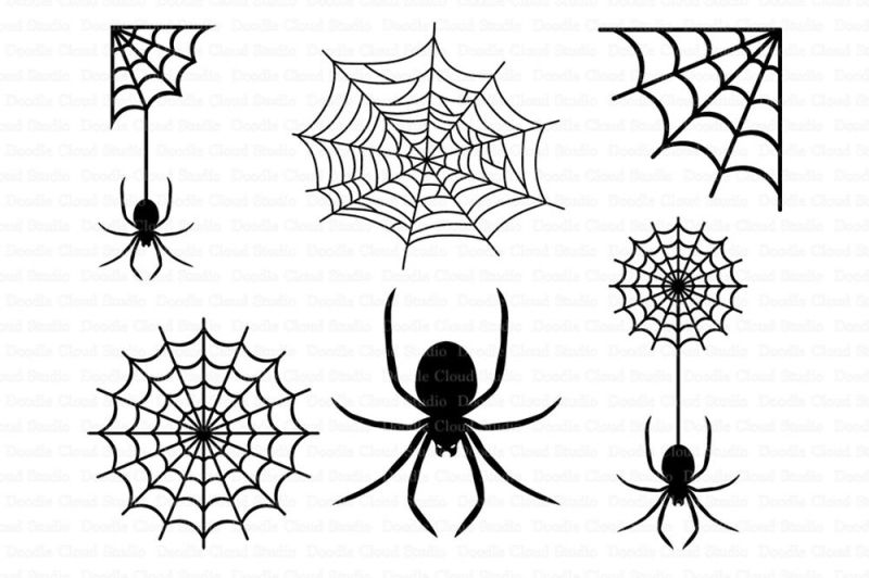 Download Spiders and Spider Web SVG files for Silhouette Cameo and Cricut. By Doodle Cloud Studio ...