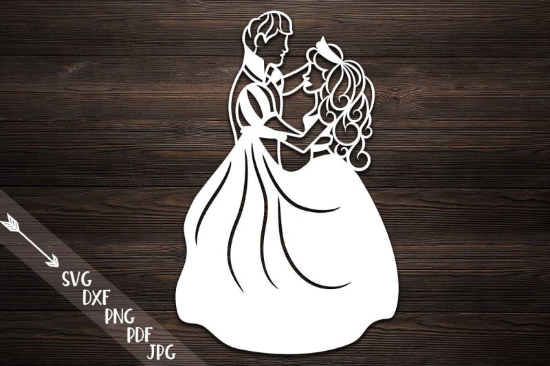 Cinderella papercutting template, bride and groom svg ...