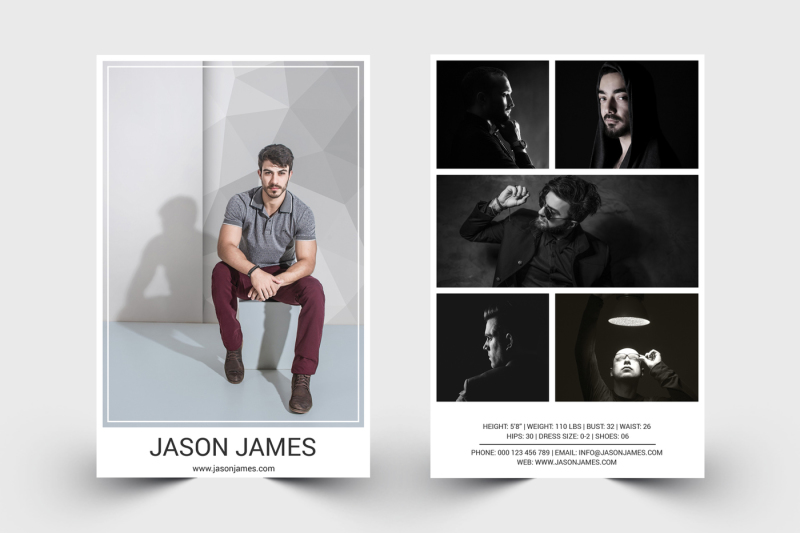 Model Comp Card Template By Designscozy | TheHungryJPEG