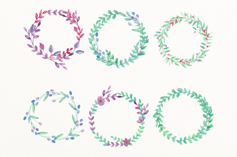 Watercolor wreath clip art By MyLittleMeow | TheHungryJPEG