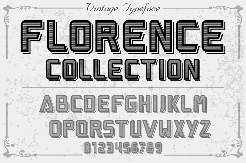 Vintage Alphabet Typeface Handcrafted Vector Label Design Florence By Vintage Font Thehungryjpeg Com