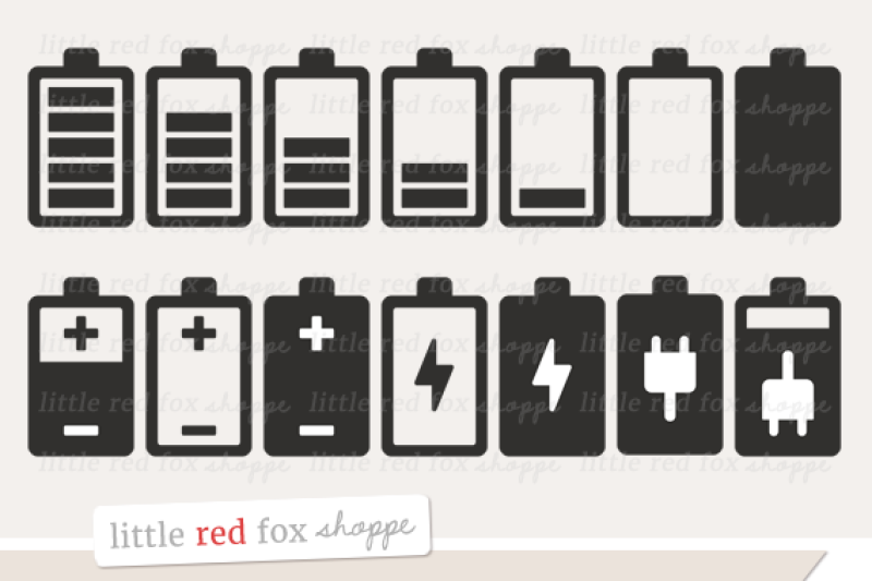 Battery Icon Clipart By Little Red Fox Shoppe Thehungryjpeg Com