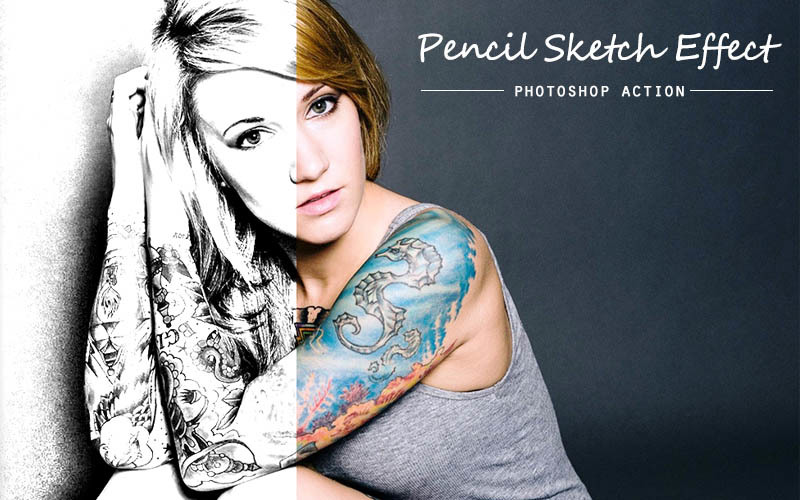 Realistic Easy Sketch Drawing Photoshop Action - Design Cuts