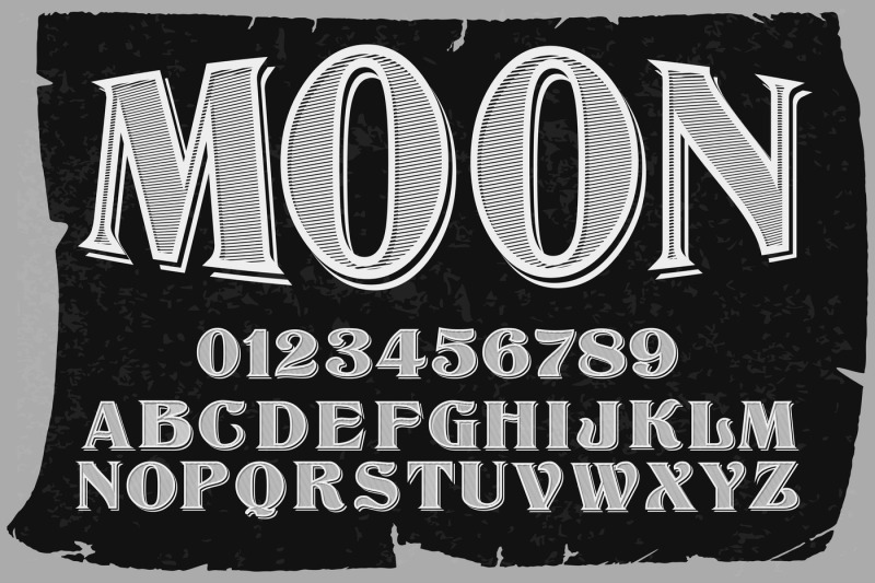 Vintage Alphabet Typeface Handcrafted Vector Label Design Moon By Vintage Font Thehungryjpeg Com