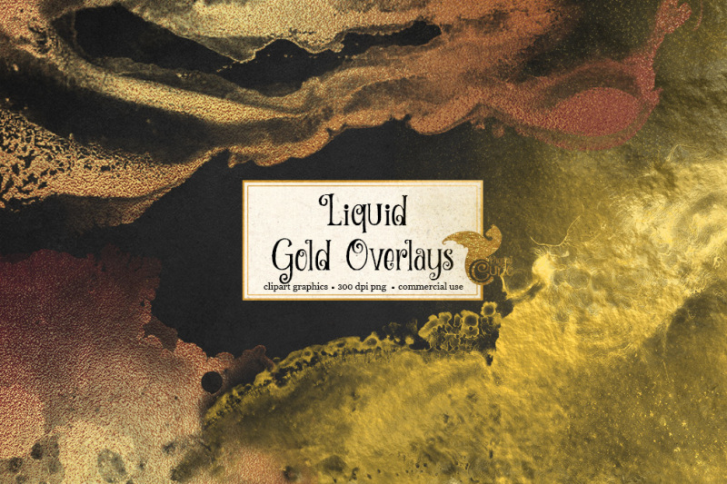 Liquid Gold Overlays By Digital Curio | TheHungryJPEG