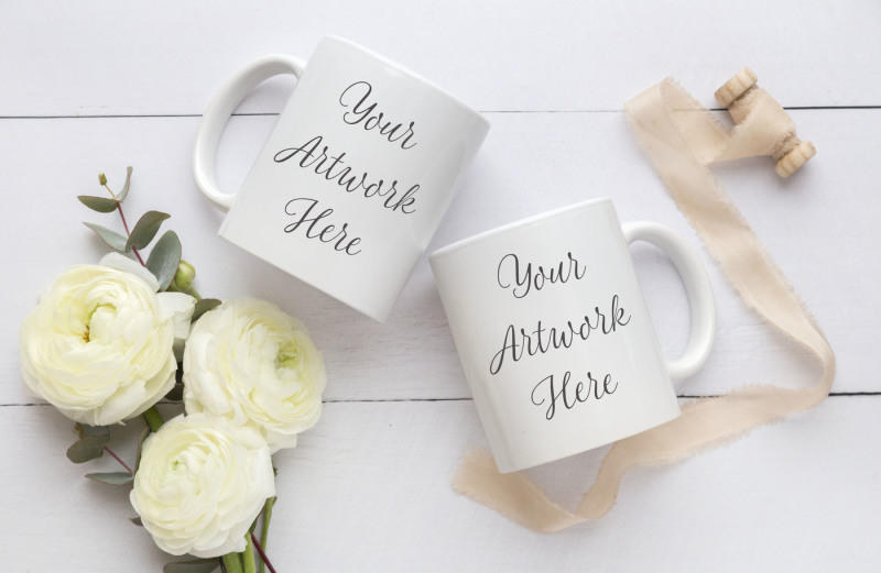 Wedding Double Mug Mockup By Wanderlustlens | TheHungryJPEG