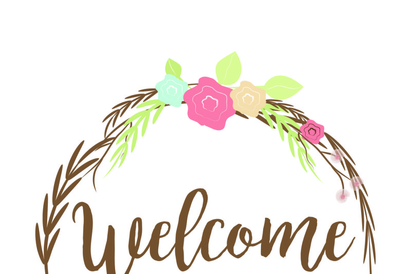 Welcome Srping Wreath Svg Png Dxf Eps Jpg Png By Zoss Design Thehungryjpeg Com
