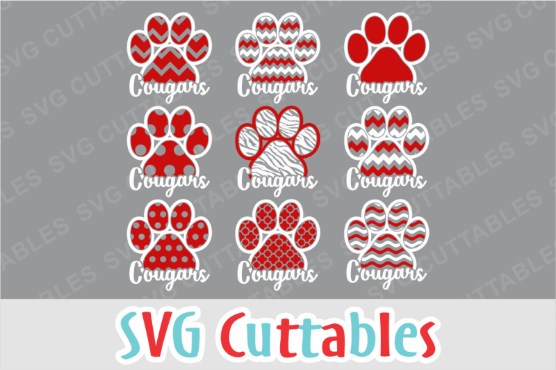 Download Free Cougars Pattern Paw Print Crafter File SVG, PNG, EPS, DXF File