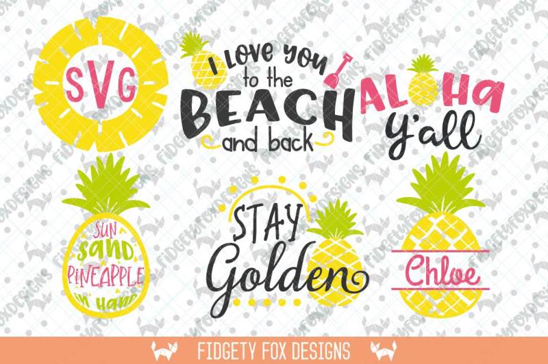 Pineapple Svg Monogram Bundle Summer Svg Bundle Aloha Beach Svg Design Svg Files Vector Fonts