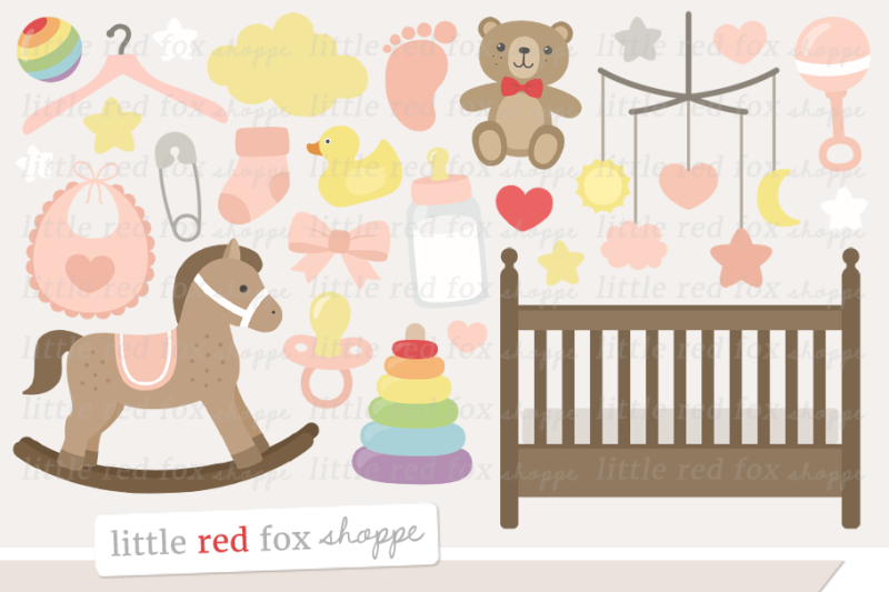 Baby Girl Nursery Clipart By Little Red Fox Shoppe