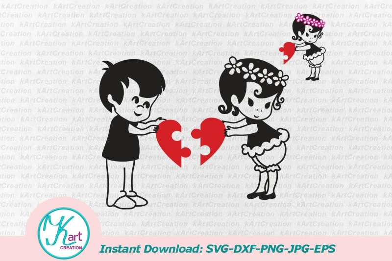 Free Heart Puzzle Svg File Boy And Girl Romance Svg Wedding Svg Dxf Svg Download Svg Files Garage